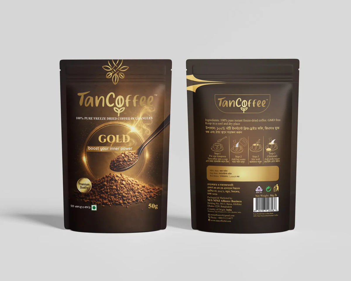 TanCoffee Gold Coffee Pouch Pack 50g | Premium Instant Coffee in Bangladesh