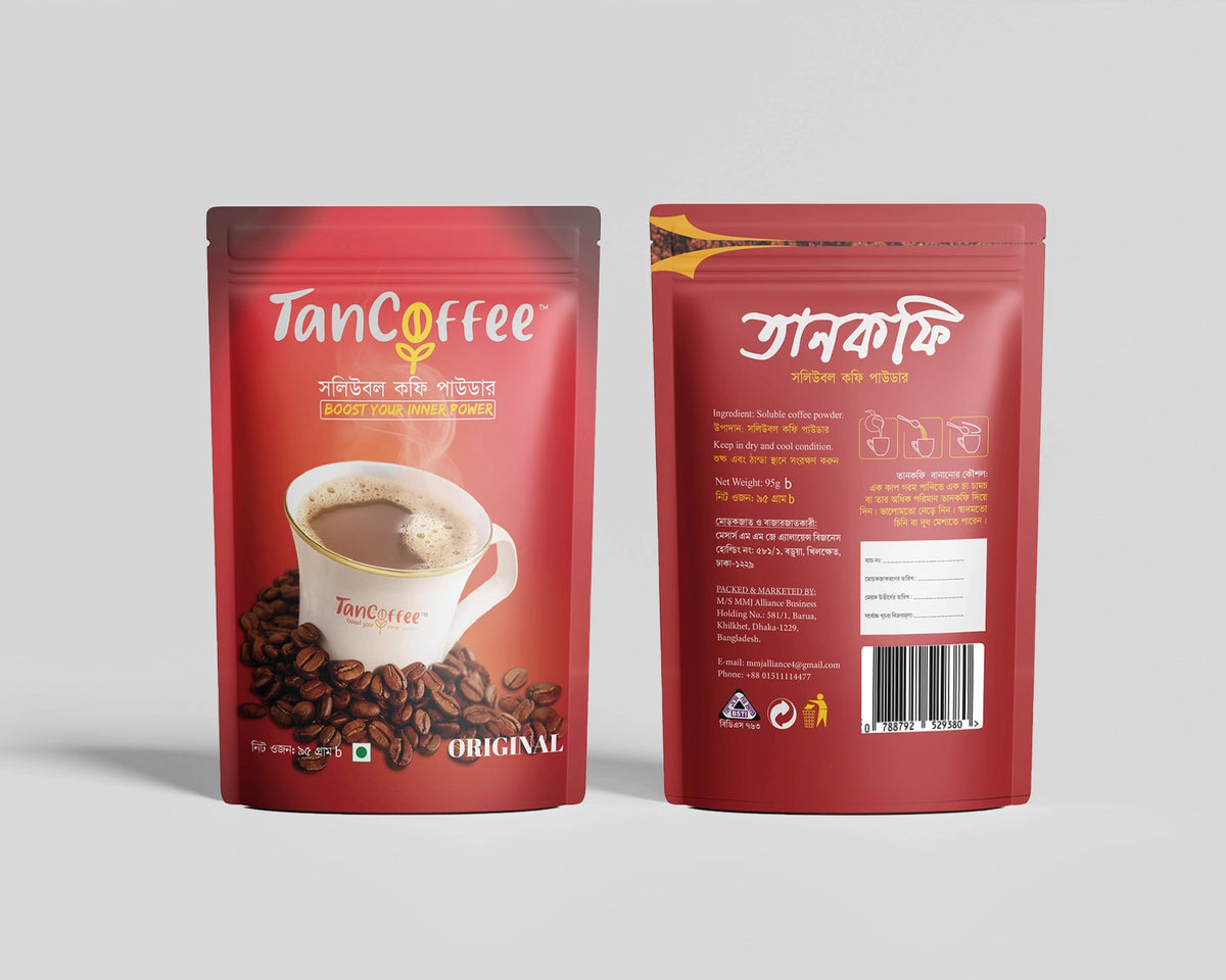TanCoffee Original Coffee Pouch Pack 95g | (2 pcs combo with 1 pcs Mug free)